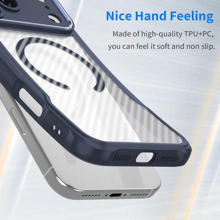 For iPhone 17 Pro Carbon Fiber Texture MagSafe Translucent Phone Case