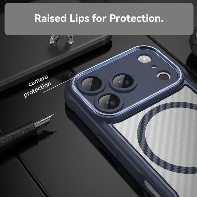 For iPhone 17 Pro Carbon Fiber Texture MagSafe Translucent Phone Case