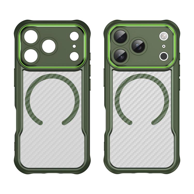 For iPhone 17 Pro Carbon Fiber Texture MagSafe Translucent Phone Case