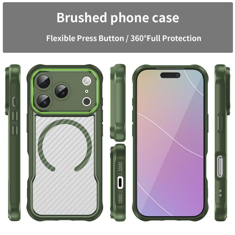For iPhone 17 Pro Carbon Fiber Texture MagSafe Translucent Phone Case
