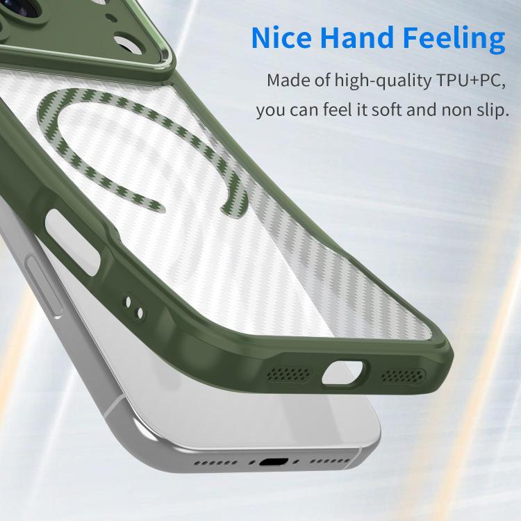 For iPhone 17 Pro Carbon Fiber Texture MagSafe Translucent Phone Case