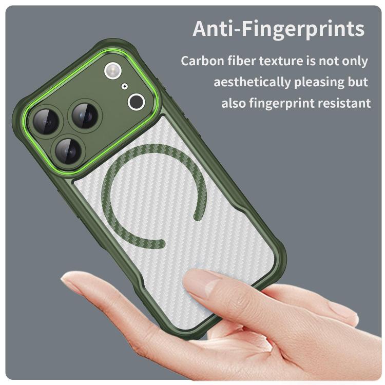 For iPhone 17 Pro Carbon Fiber Texture MagSafe Translucent Phone Case