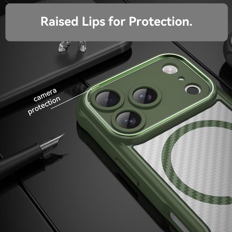 For iPhone 17 Pro Carbon Fiber Texture MagSafe Translucent Phone Case