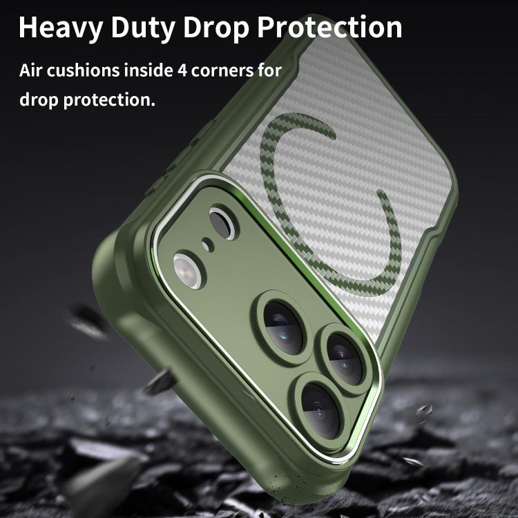 For iPhone 17 Pro Carbon Fiber Texture MagSafe Translucent Phone Case