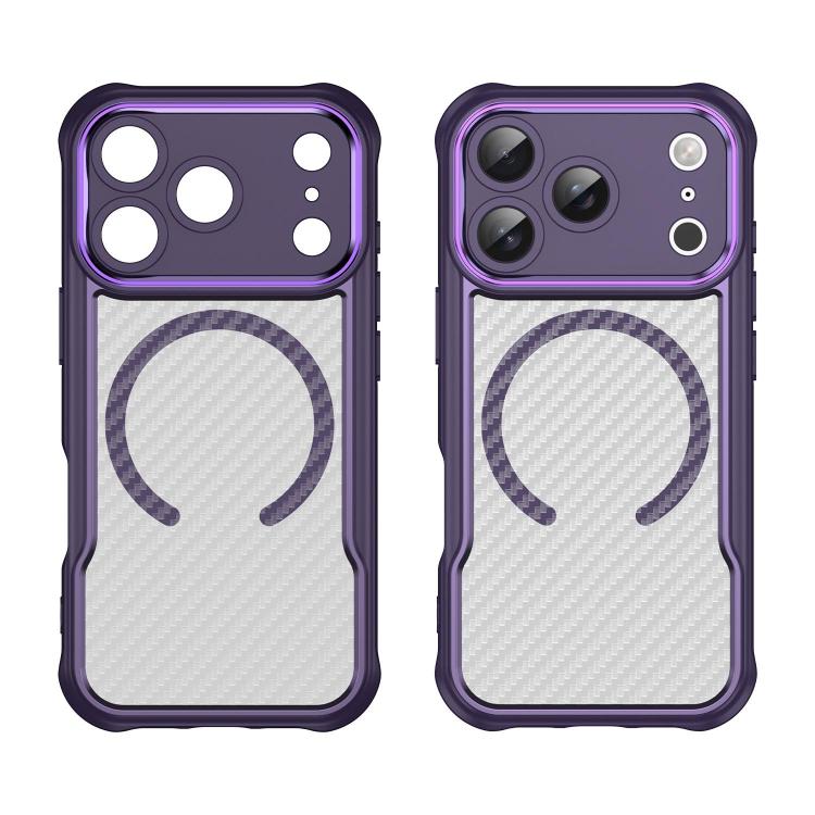 For iPhone 17 Pro Carbon Fiber Texture MagSafe Translucent Phone Case