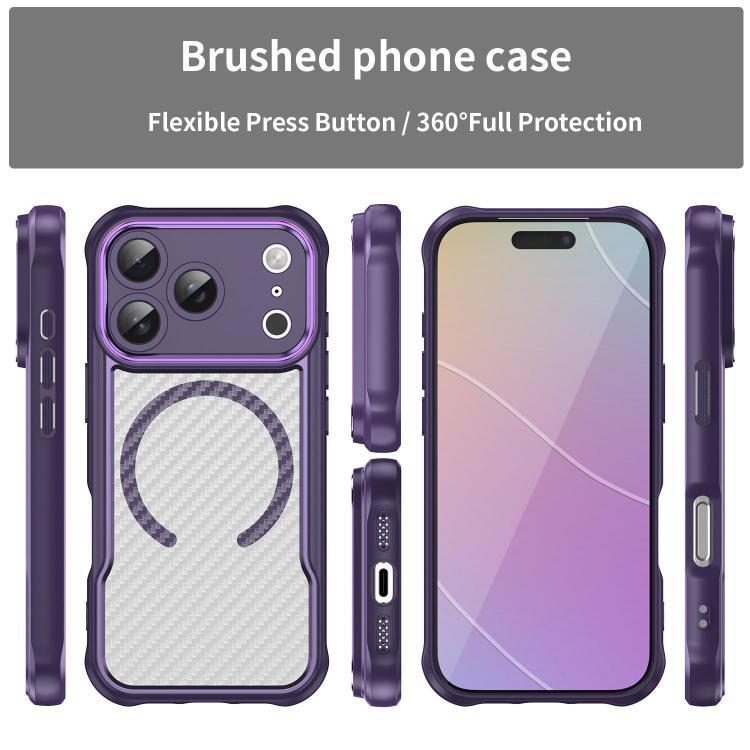 For iPhone 17 Pro Carbon Fiber Texture MagSafe Translucent Phone Case