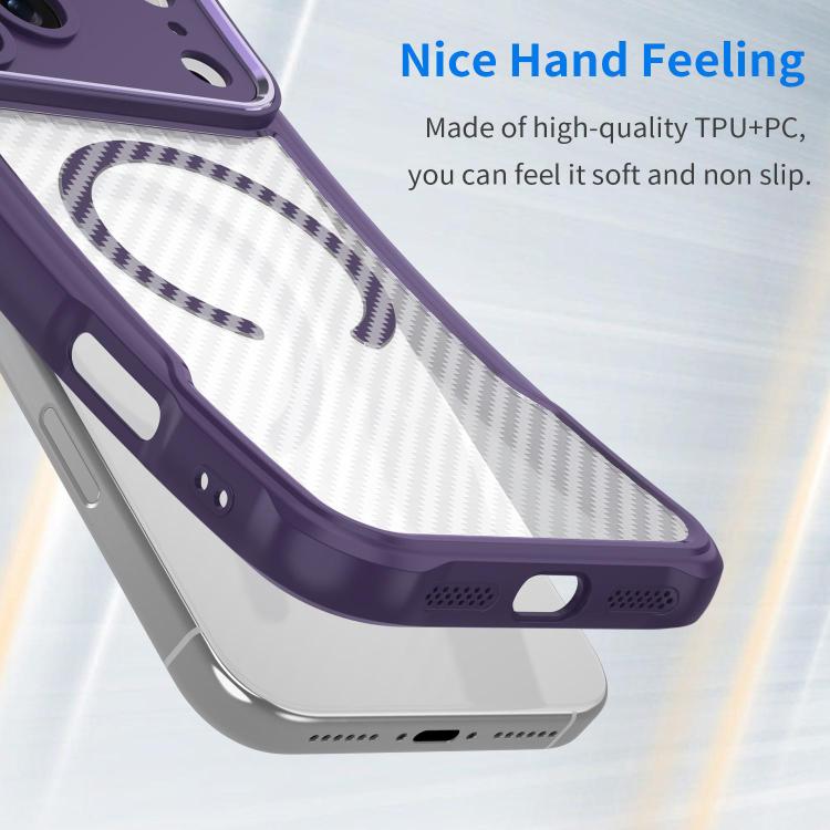 For iPhone 17 Pro Carbon Fiber Texture MagSafe Translucent Phone Case
