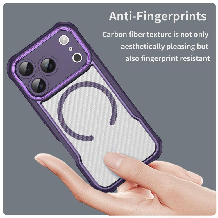 For iPhone 17 Pro Carbon Fiber Texture MagSafe Translucent Phone Case