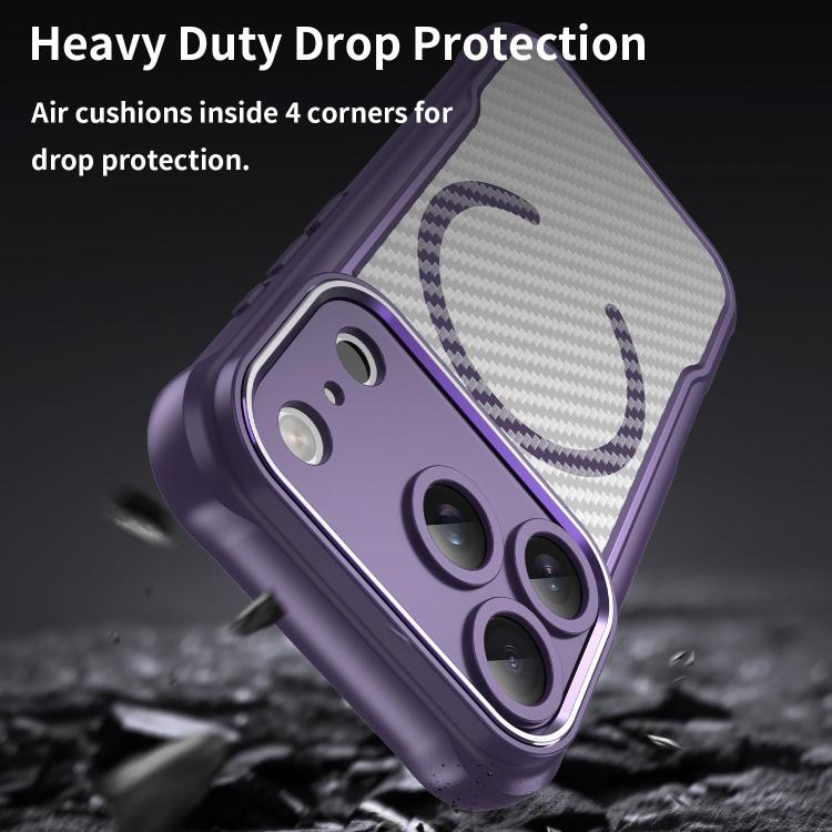 For iPhone 17 Pro Carbon Fiber Texture MagSafe Translucent Phone Case
