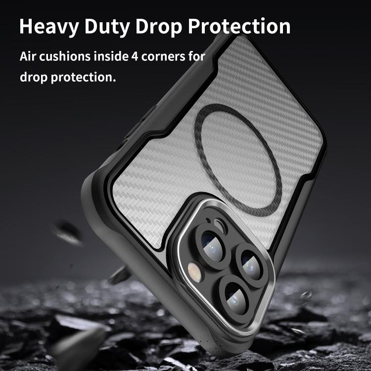 For iPhone 13 Carbon Fiber Texture MagSafe Translucent Phone Case