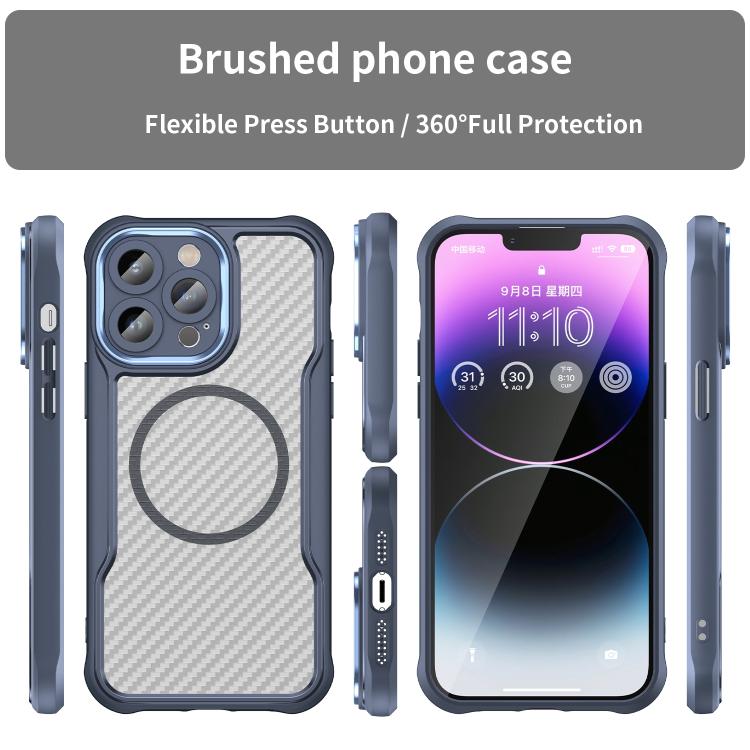 For iPhone 13 Carbon Fiber Texture MagSafe Translucent Phone Case