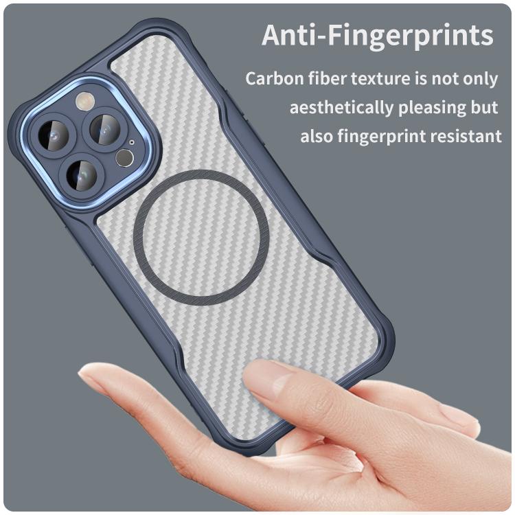 For iPhone 13 Carbon Fiber Texture MagSafe Translucent Phone Case