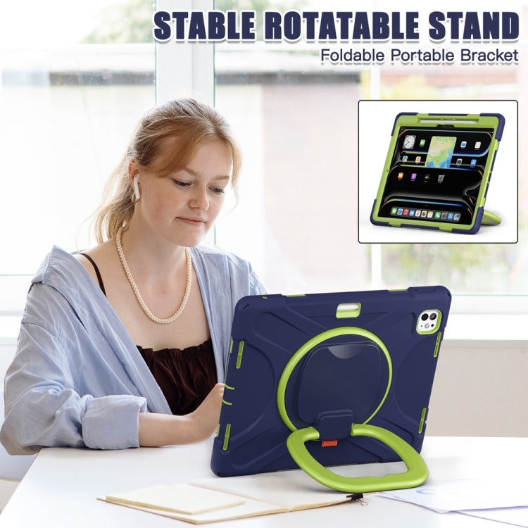 For iPad Pro 11 2025 / 2024 Silicone Hybrid PC Tablet Case with Holder & Shoulder Strap