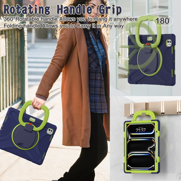 For iPad Pro 11 2025 / 2024 Silicone Hybrid PC Tablet Case with Holder & Shoulder Strap