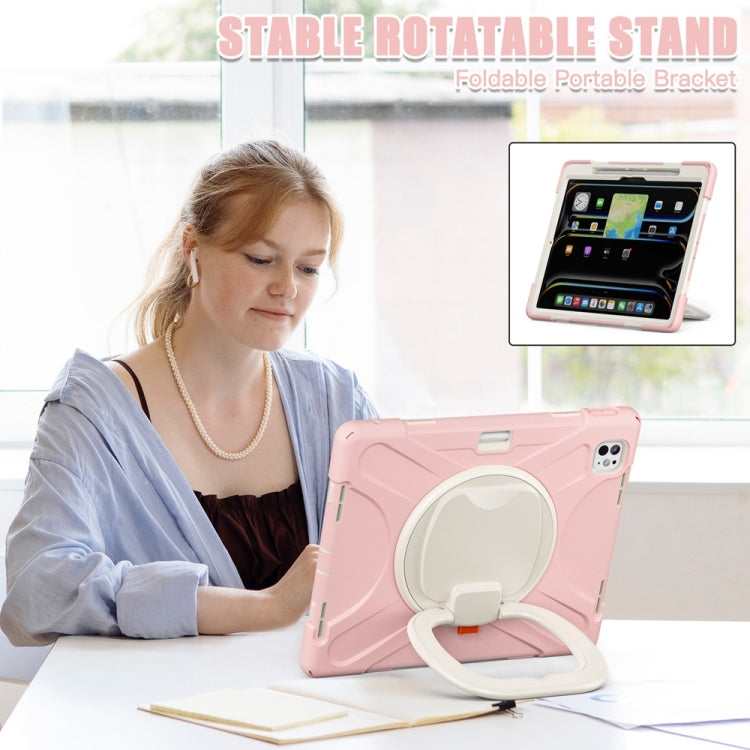 For iPad Pro 11 2025 / 2024 Silicone Hybrid PC Tablet Case with Holder & Shoulder Strap