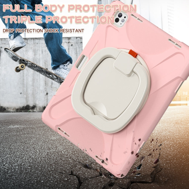 For iPad Pro 11 2025 / 2024 Silicone Hybrid PC Tablet Case with Holder & Shoulder Strap