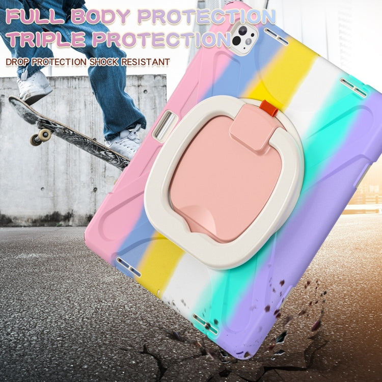 For iPad Pro 11 2025 / 2024 Silicone Hybrid PC Tablet Case with Holder & Shoulder Strap