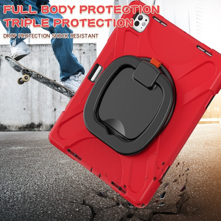 For iPad Pro 11 2025 / 2024 Silicone Hybrid PC Tablet Case with Holder & Shoulder Strap