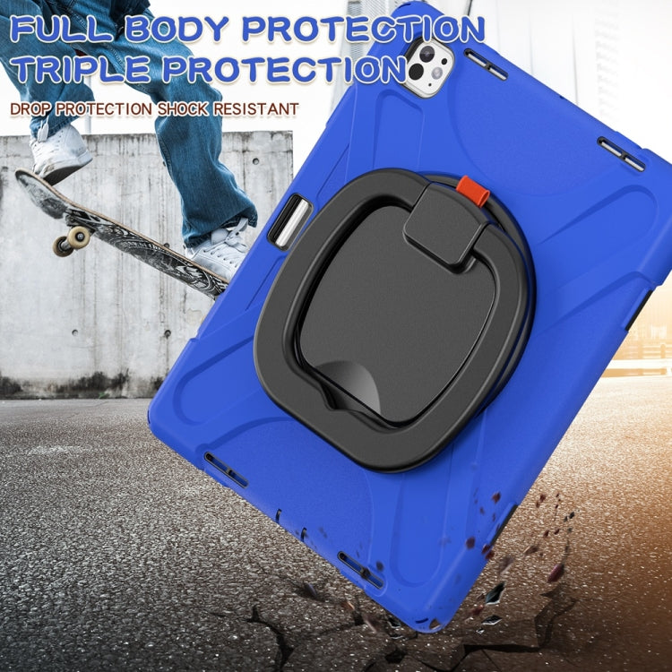 For iPad Pro 11 2025 / 2024 Silicone Hybrid PC Tablet Case with Holder & Shoulder Strap