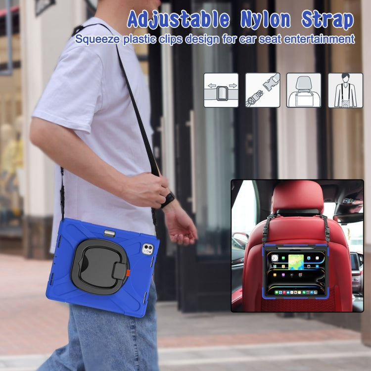 For iPad Pro 11 2025 / 2024 Silicone Hybrid PC Tablet Case with Holder & Shoulder Strap