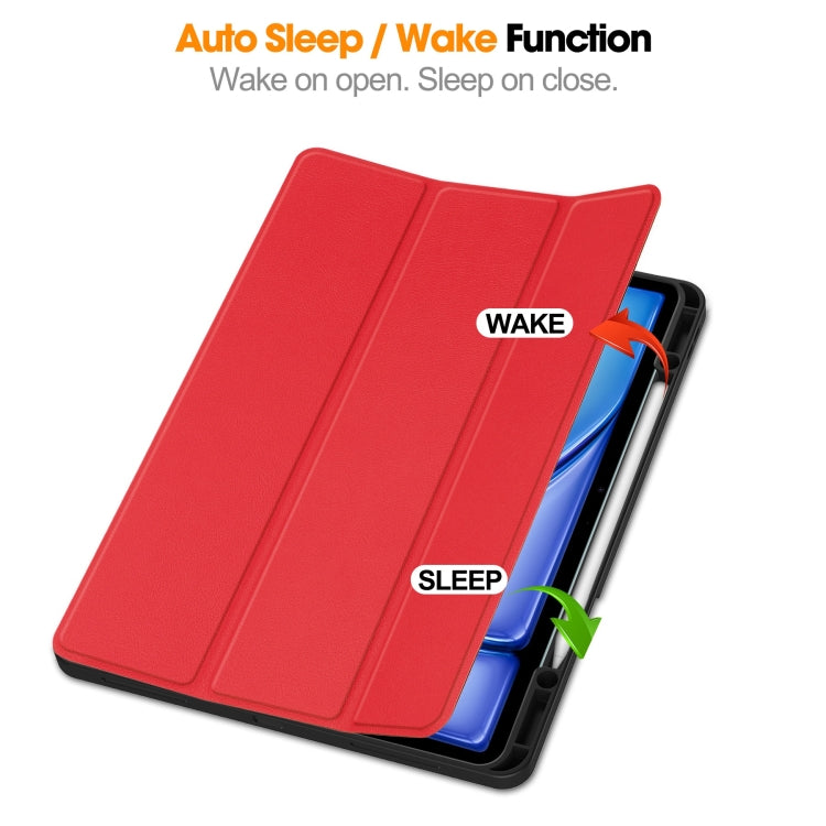 For iPad Air 13 2024 / 2025 / 2026 Custer TPU Pure Color 3-Fold Holder Smart Leather Tablet Case with Pen Tray