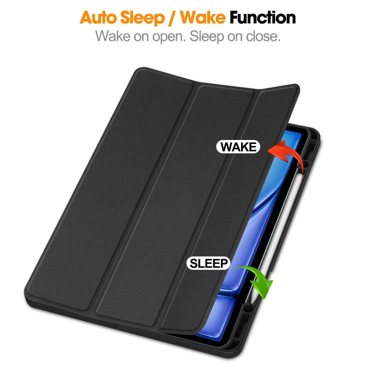 For iPad Air 13 2024 / 2025 / 2026 Custer TPU Pure Color 3-Fold Holder Smart Leather Tablet Case with Pen Tray