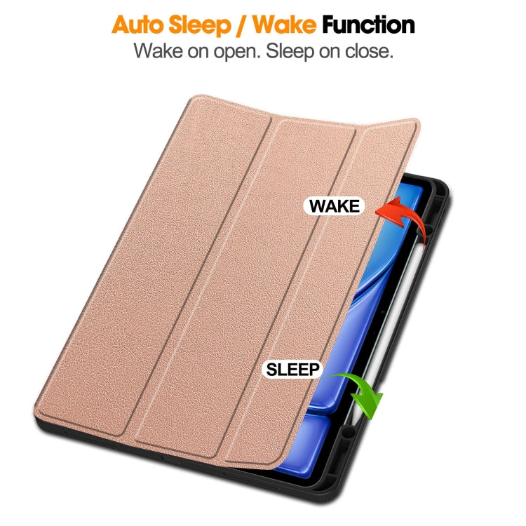 For iPad Air 13 2024 / 2025 / 2026 Custer TPU Pure Color 3-Fold Holder Smart Leather Tablet Case with Pen Tray