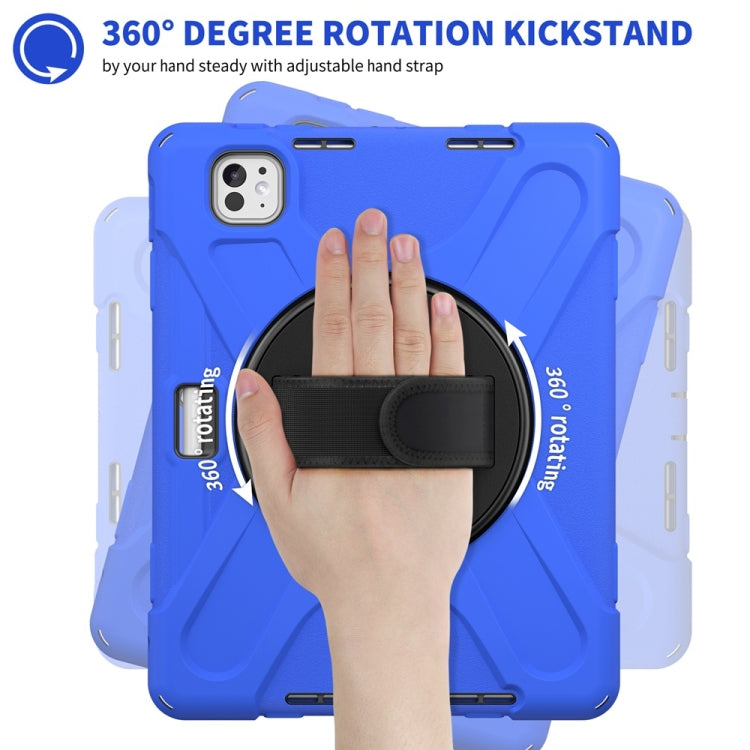 For iPad Pro 11 2025 / 2024 Rotatable Holder Silicone Hybrid PC Tablet Case with Shoulder Strap