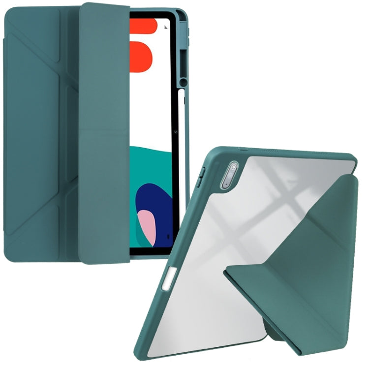 For Huawei MatePad 10.4 Clear Acrylic Deformation Leather Tablet Case