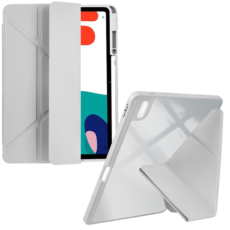 For Huawei MatePad 10.4 Clear Acrylic Deformation Leather Tablet Case
