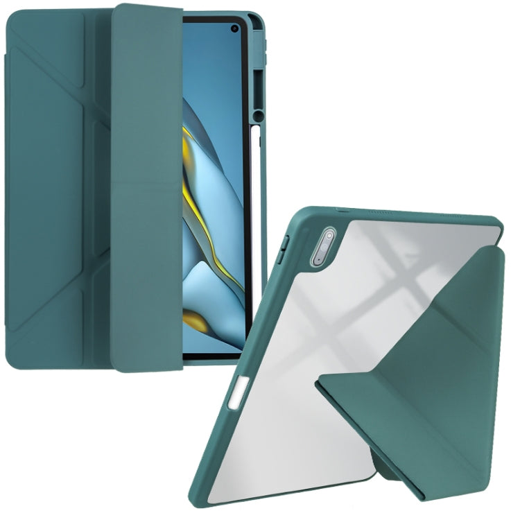 For Huawei MatePad 10.8 Clear Acrylic Deformation Leather Tablet Case