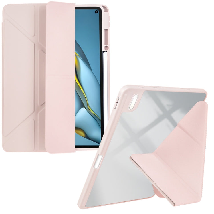 For Huawei MatePad 10.8 Clear Acrylic Deformation Leather Tablet Case