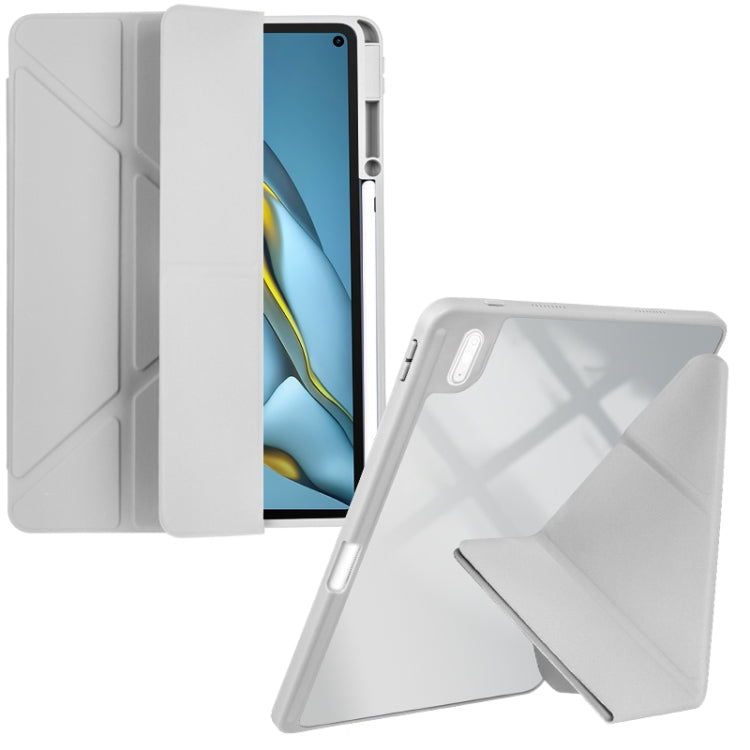 For Huawei MatePad 10.8 Clear Acrylic Deformation Leather Tablet Case
