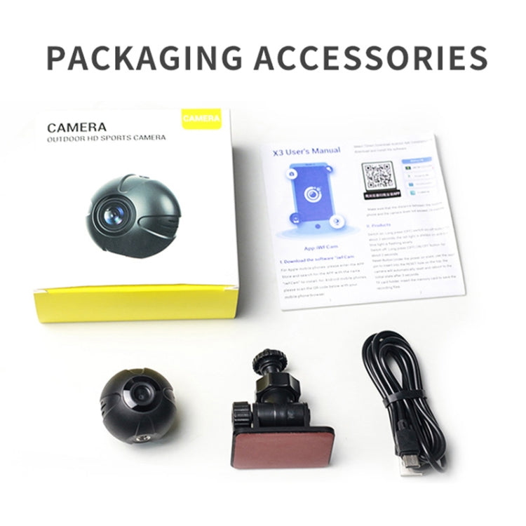 X3 Wireless Mini DV WiFi IP Camera, Support Night Vision / Motion Detection - Black