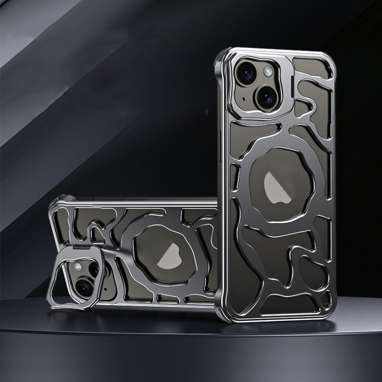 For iPhone 14 Auspicious Cloud Series MagSafe Metal Phone Case with Bracket