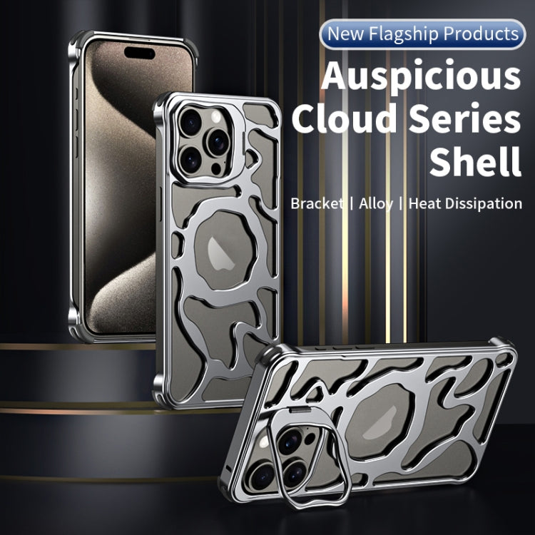 For iPhone 13 Auspicious Cloud Series MagSafe Metal Phone Case with Bracket