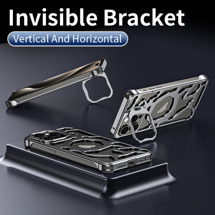 For iPhone 13 Pro Auspicious Cloud Series MagSafe Metal Phone Case with Bracket