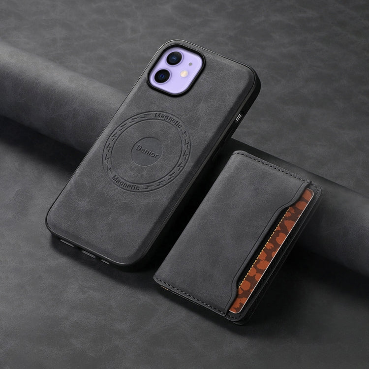 For iPhone 12 Denior D13 Retro Texture Leather MagSafe Card Bag Phone Case
