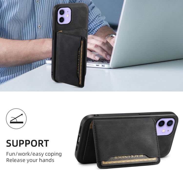 For iPhone 12 Denior D13 Retro Texture Leather MagSafe Card Bag Phone Case