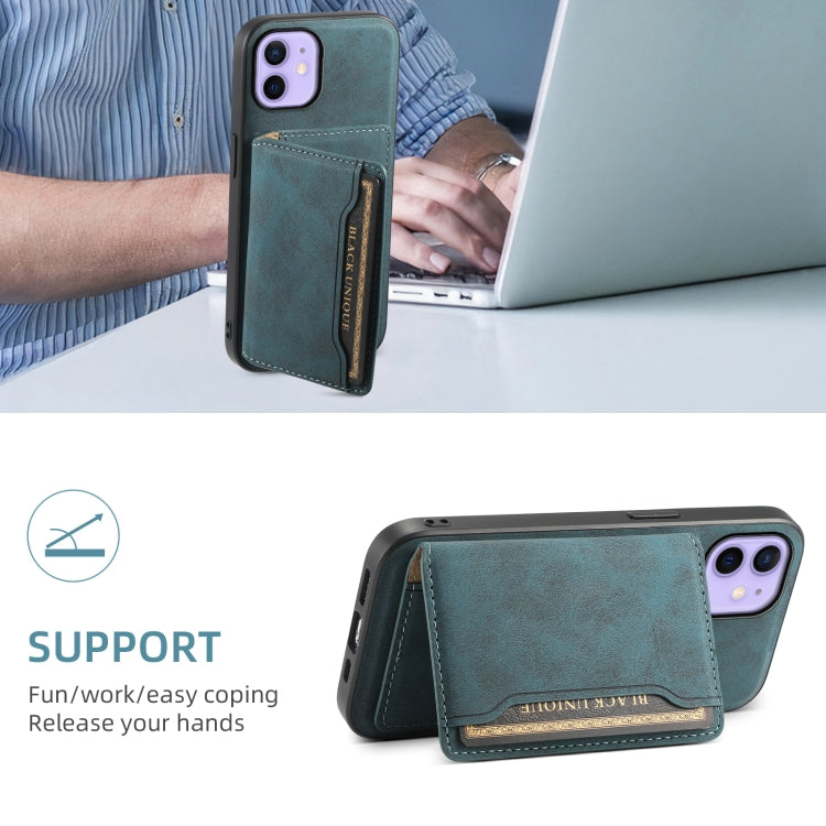 For iPhone 12 Denior D13 Retro Texture Leather MagSafe Card Bag Phone Case