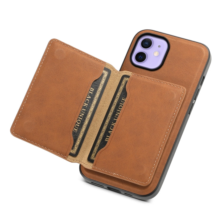 For iPhone 12 Denior D13 Retro Texture Leather MagSafe Card Bag Phone Case