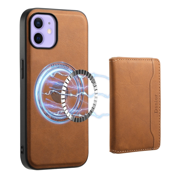 For iPhone 12 Denior D13 Retro Texture Leather MagSafe Card Bag Phone Case