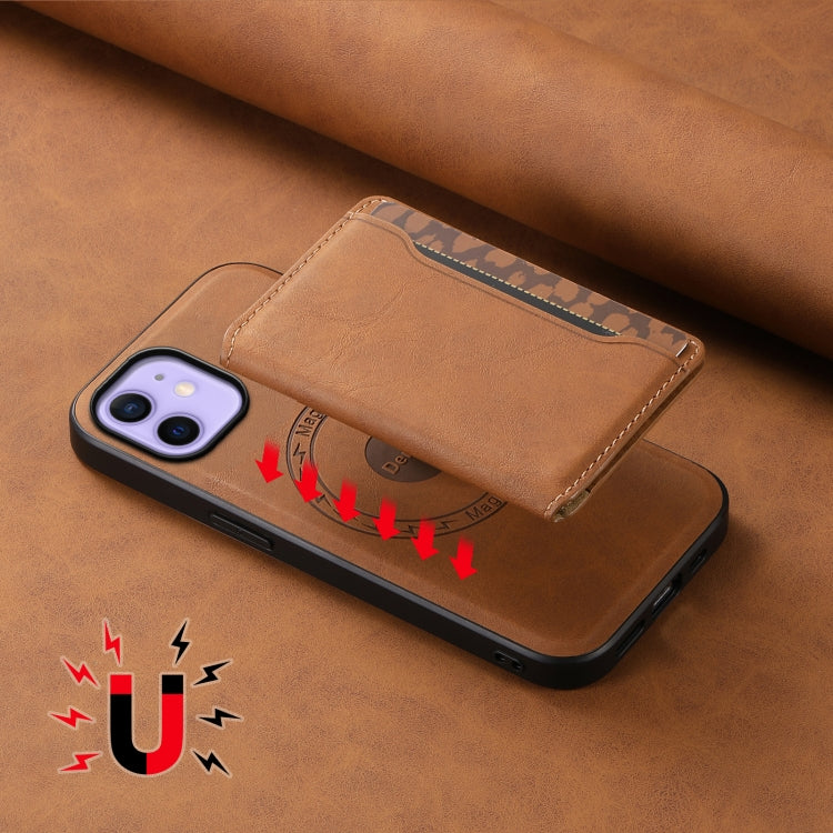 For iPhone 12 Denior D13 Retro Texture Leather MagSafe Card Bag Phone Case