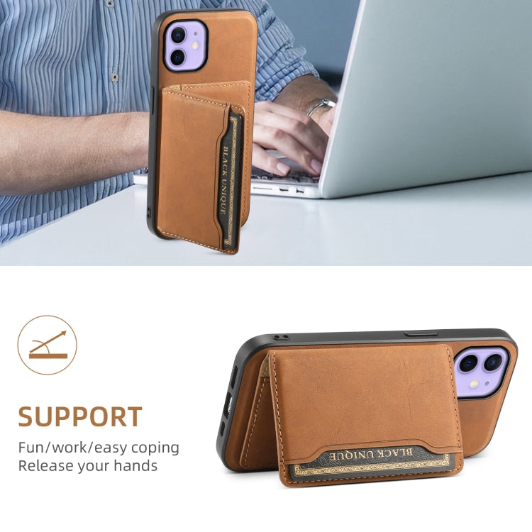For iPhone 12 Denior D13 Retro Texture Leather MagSafe Card Bag Phone Case
