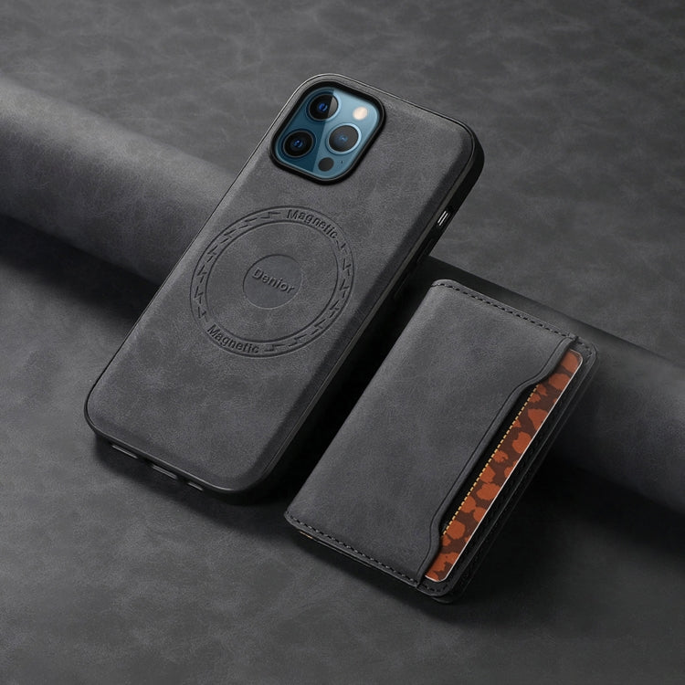For iPhone 12 Pro Max Denior D13 Retro Texture Leather MagSafe Card Bag Phone Case