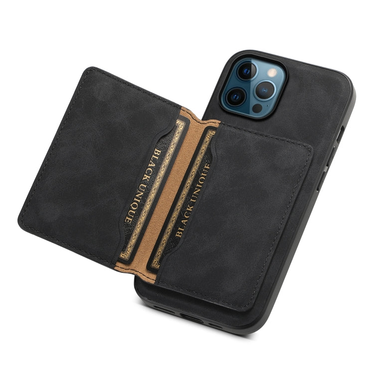 For iPhone 12 Pro Max Denior D13 Retro Texture Leather MagSafe Card Bag Phone Case