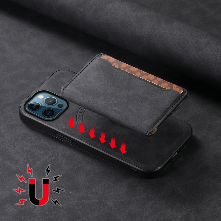 For iPhone 12 Pro Max Denior D13 Retro Texture Leather MagSafe Card Bag Phone Case