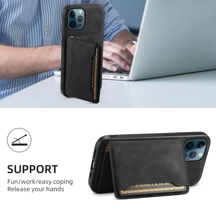 For iPhone 12 Pro Max Denior D13 Retro Texture Leather MagSafe Card Bag Phone Case