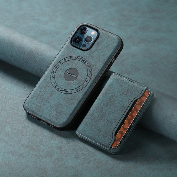 For iPhone 12 Pro Max Denior D13 Retro Texture Leather MagSafe Card Bag Phone Case