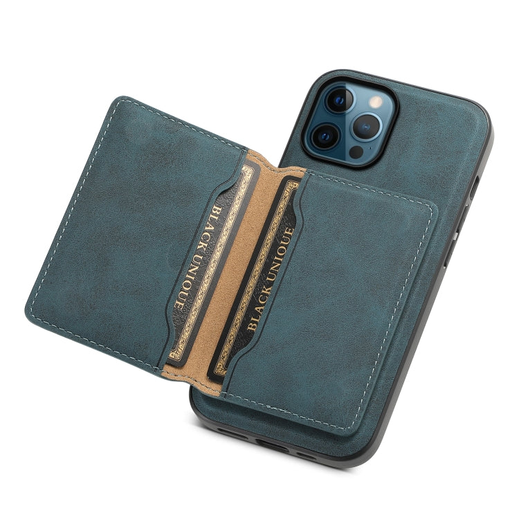 For iPhone 12 Pro Max Denior D13 Retro Texture Leather MagSafe Card Bag Phone Case